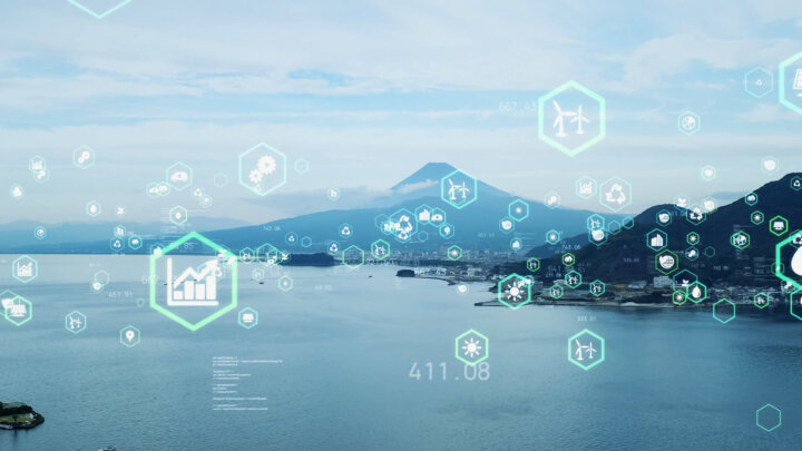 lake with security, log, snowflake icons